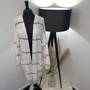 NWOT Polagram Maxi Knit Striped Cardigan Size Large